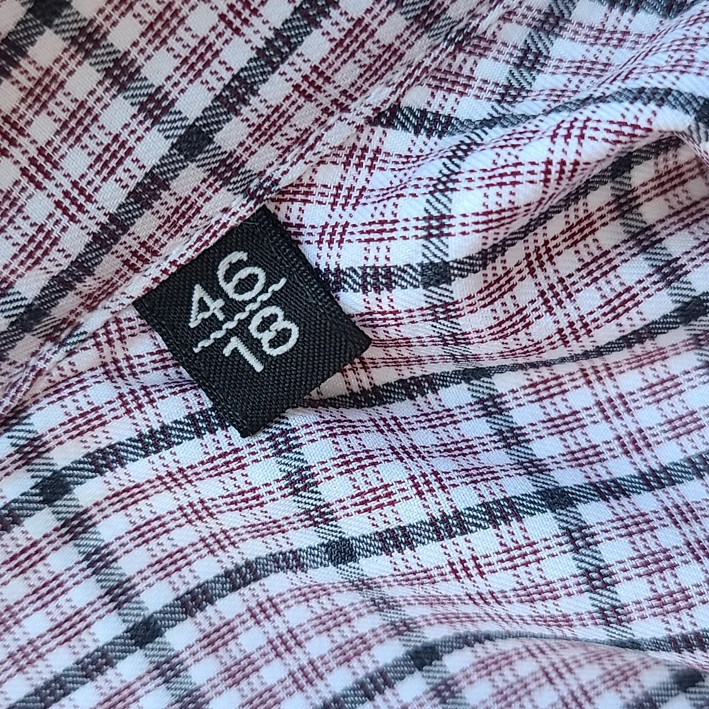 ERMENEGILDO ZEGNA 👕 Plaid Dress Shirt - 2XL, Red/Black/White - Picture 8 of 9